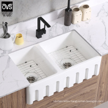Popular Design Sanitaryware Double Bowl Apron Ceramic Farmhouse Kitchen/Bathroom/Economic Sink Wash Basin Bathroom Basin Discount
